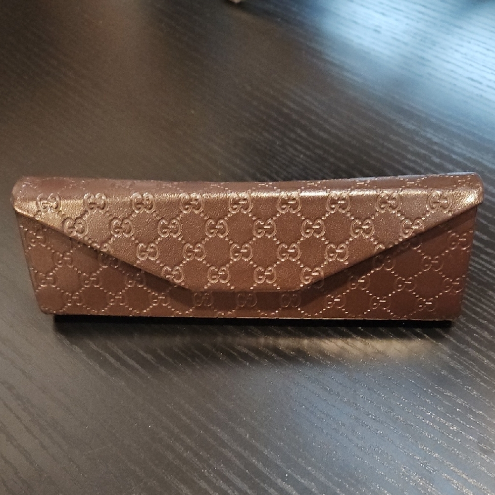 Gucci Brown Monogram Eyeglass Case